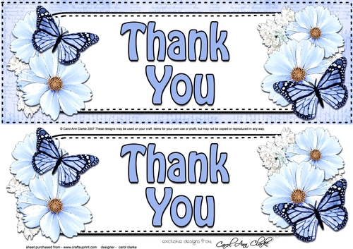 Large DL THANK YOU Floral Butterflies 3D decoupage