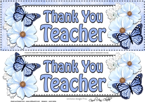 Large DL THANK YOU TEACHER Floral Butterflies 3D decoupage