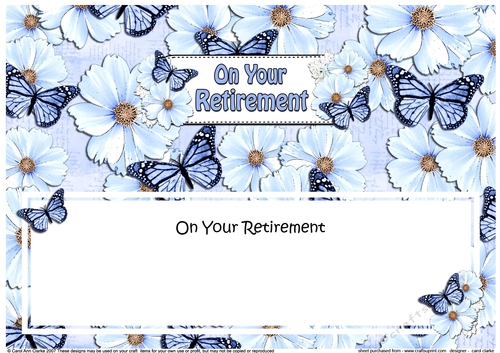 Large DL ON YOUR RETIREMENT Floral Butterflies insert