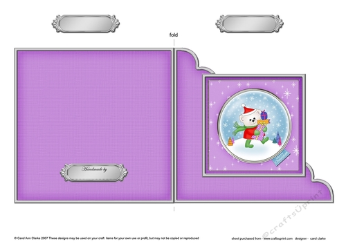 Cute Christmas Teddy Quick Cut and Fold Corner Card 