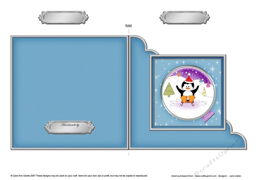 Cute Christmas Penguin Quick Cut and Fold Corner Card 