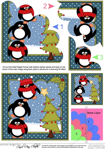 Christmas Pip Penguin & Friends add the Star to the Tree Shell Edged Corner side stacker