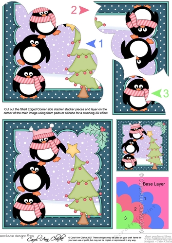 Christmas Pip Penguin & Friends add the Star to the Tree Shell Edged Corner side stacker