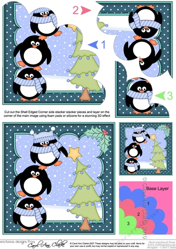 Christmas Pip Penguin & Friends add the Star to the Tree Shell Edged Corner side stacker