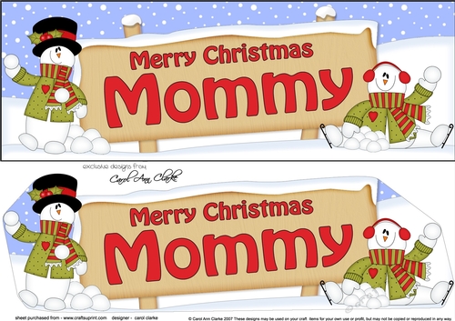 large DL Merry Christmas MOMMY with Snowman 3D decoupage