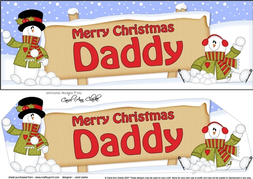 large DL Merry Christmas DADDY with Snowman 3D decoupage