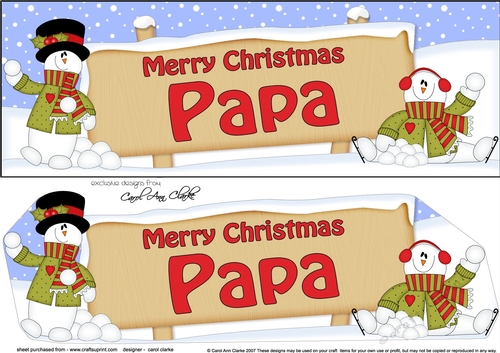 large DL Merry Christmas PAPA with Snowman 3D decoupage