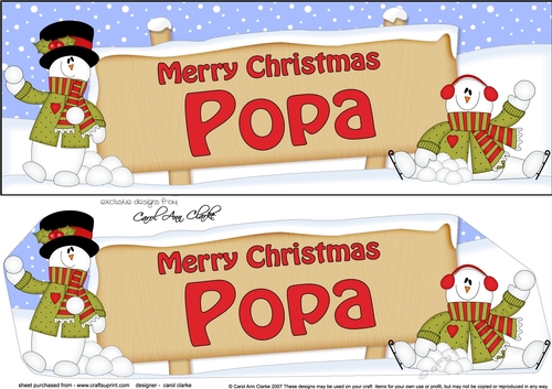 large DL Merry Christmas POPA with Snowman 3D decoupage