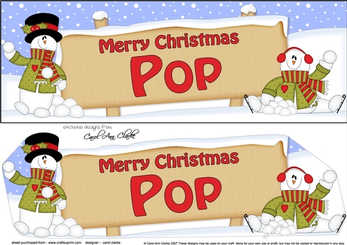 large DL Merry Christmas POP with Snowman 3D decoupage