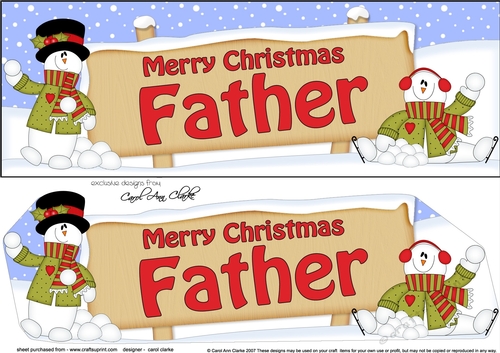 large DL Merry Christmas FATHER with Snowman 3D decoupage