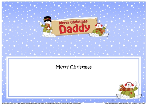  large DL Merry Christmas DADDY with Snowman insert