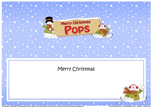  large DL Merry Christmas POPS with Snowman insert