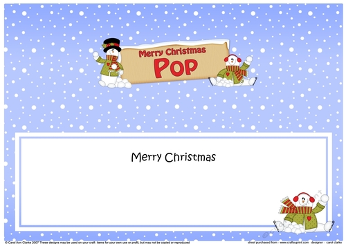  large DL Merry Christmas POP with Snowman insert