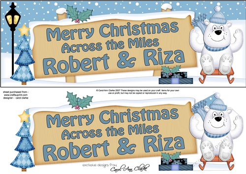 Large DL Merry Christmas Across the Miles ROBERT & RIZA 3D decoupage 