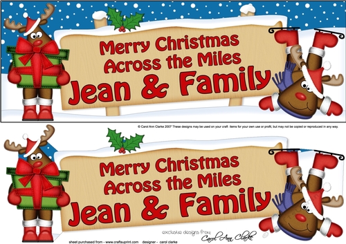 Large DL Merry Christmas Across the Miles JEAN & FAMILY 3D decoupage 
