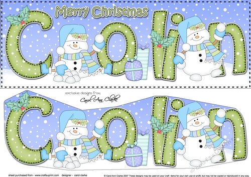 Large DL Merry Christmas COLIN 3D decoupage 