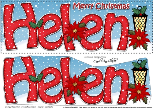 Large DL Merry Christmas HELEN 3D decoupage 