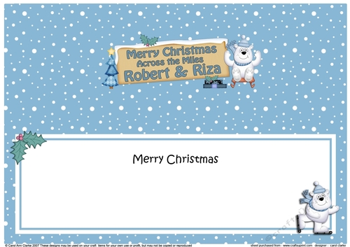 Large DL Merry Christmas Across the Miles ROBERT & RIZA insert
