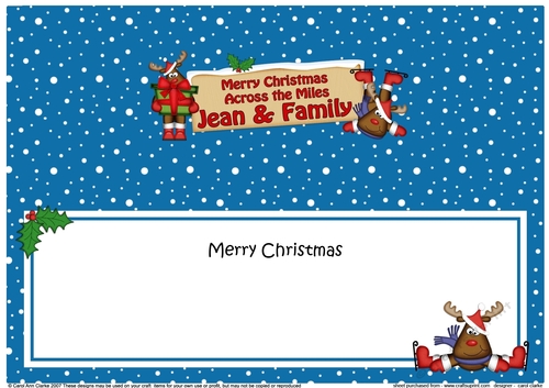 Large DL Merry Christmas Across the Miles JEAN & FAMILY insert