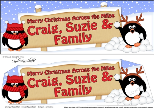Large DL Merry Christmas Across the Miles CRAIG, SUZIE and Family decoupage 