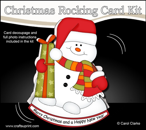 3D Shaped Rocking Christmas Card Mini Kit  - Snowman Oli has an Xmas Present