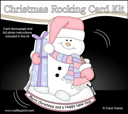 3D Shaped Rocking Christmas Card Mini Kit  - Snowman Oli has an Xmas Present