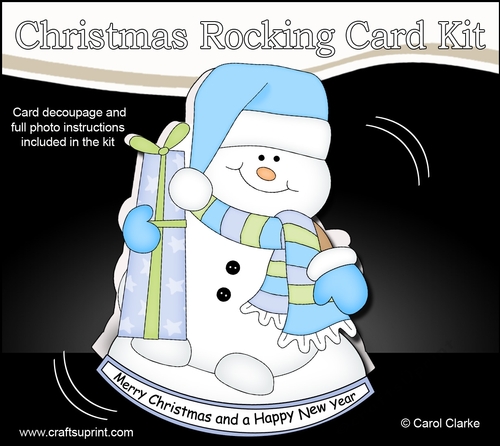 3D Shaped Rocking Christmas Card Mini Kit  - Snowman Oli has an Xmas Present