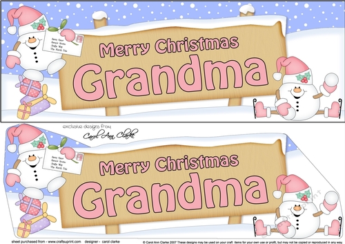 large DL Merry Christmas GRANDMA Snowball Sam insert
