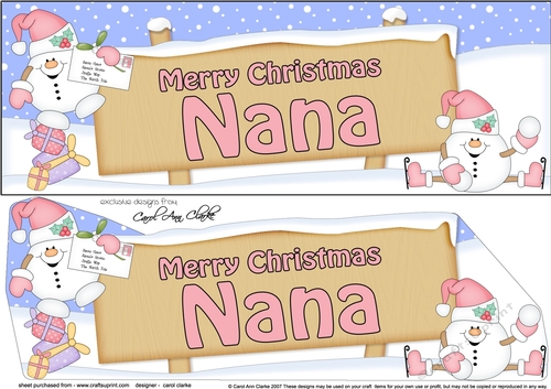 large DL Merry Christmas NANA Snowball Sam insert