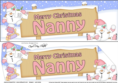 large DL Merry Christmas NANNY Snowball Sam insert