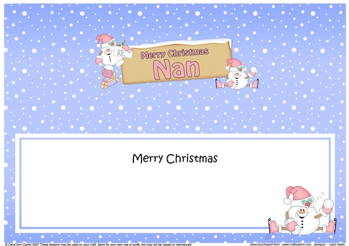 large DL Merry Christmas NAN Snowball Sam insert
