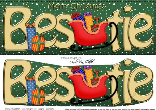 Large DL Merry Christmas BESTIE  3D decoupage 