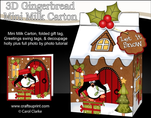 3D Christmas Milk Carton Gingerbread House Treat Box Mini Kit -  Pip Penguin has lots of Presents