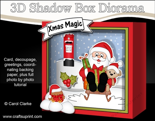 3D Christmas Diorama Shadow Box Card Mini Kit  - Santa is having fun on his Sledge