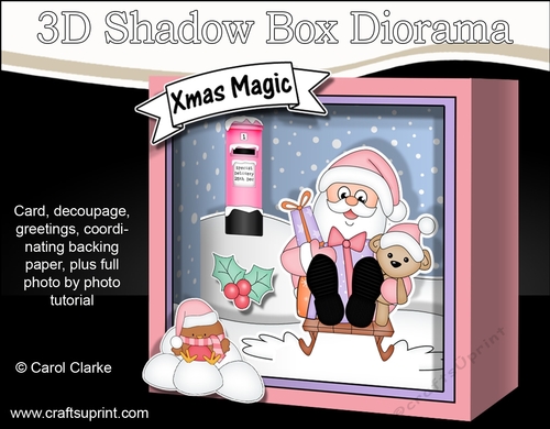 3D Christmas Diorama Shadow Box Card Mini Kit  - Santa is having fun on his Sledge