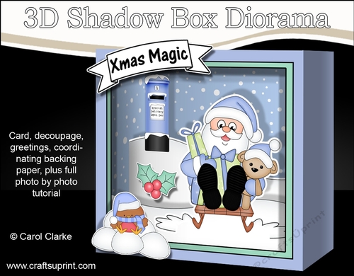 3D Christmas Diorama Shadow Box Card Mini Kit  - Santa is having fun on his Sledge