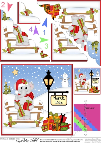 Cute Christmas Elephant is at the North Pole Scalloped Corner Stacker