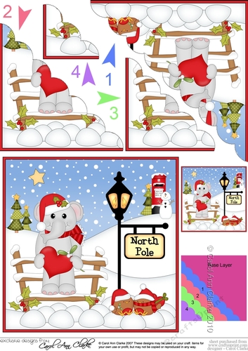 Cute Christmas Elephant is at the North Pole Scalloped Corner Stacker