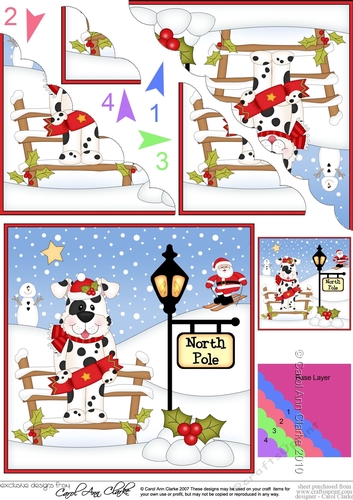 Cute Christmas Spotty Dog is at the North Pole Scalloped Corner Stacker