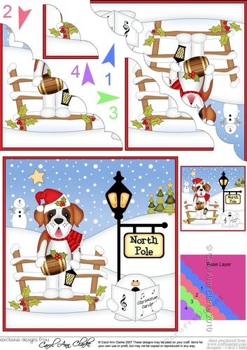 Cute Christmas St Bernard Dog is at the North Pole Scalloped Corner Stacker