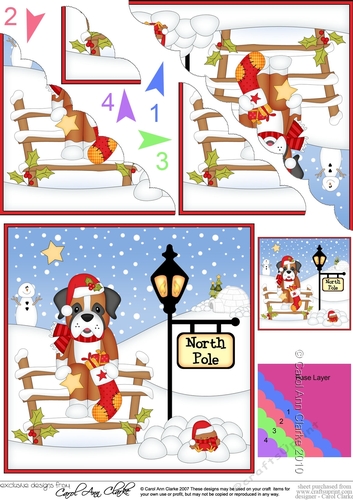 Cute Christmas Boxer Dog is at the North Pole Scalloped Corner Stacker