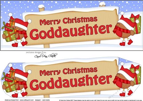 large DL Merry Christmas GODDAUGHTER with Robins 3D decoupage