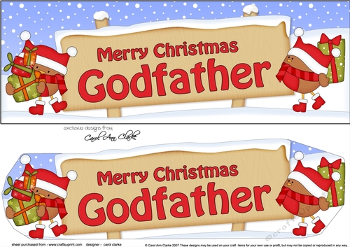large DL Merry Christmas GODFATHER with Robins 3D decoupage