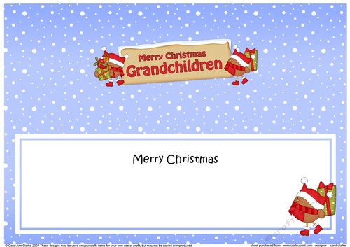 large DL Merry Christmas GRANDCHILDREN with Robins insert