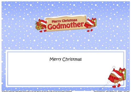 large DL Merry Christmas GODMOTHER with Robins insert