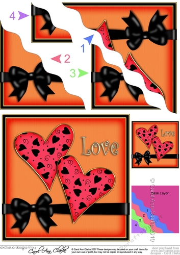 Romantic Love Hearts Wavy Corner side stacker Topper