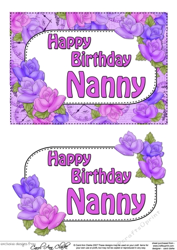 5x7 Happy Birthday NANNY Time for Roses 3D Decoupage