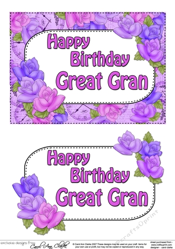 5x7 Happy Birthday GREAT GRAN Time for Roses 3D Decoupage