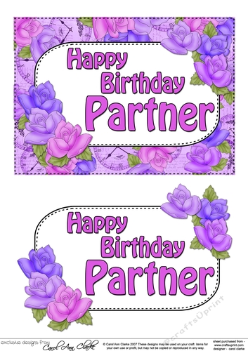 5x7 Happy Birthday PARTNER Time for Roses 3D Decoupage