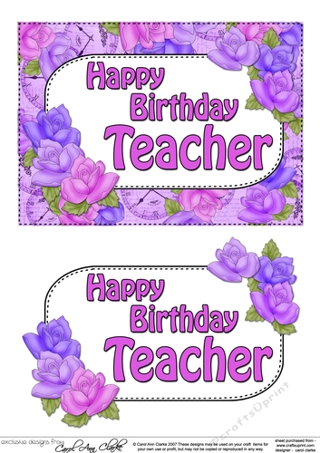 5x7 Happy Birthday TEACHER Time for Roses 3D Decoupage